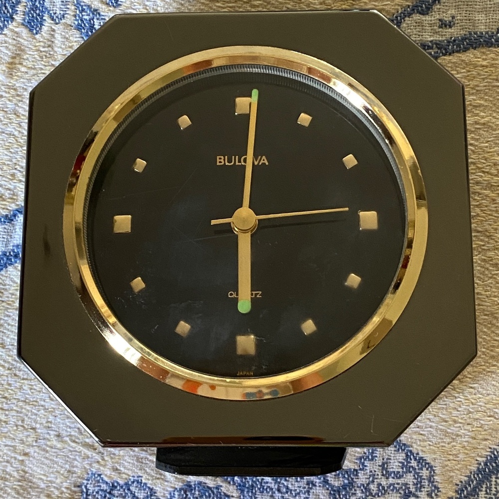 Bulova Japan Quartz Octagonal Desk Clock + Alarm